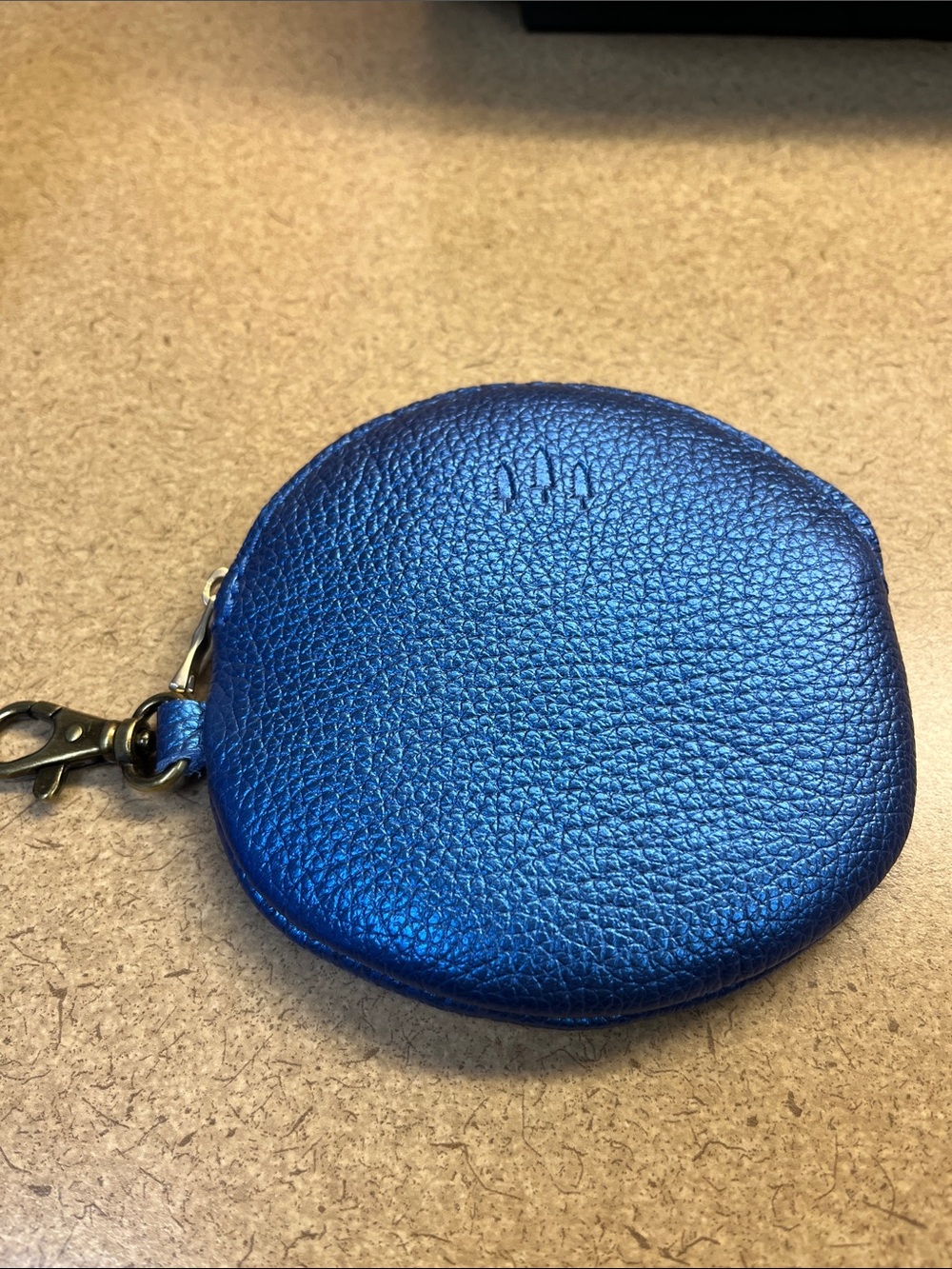 Comet Blue Leather Coin Pouch Keychain Wallet